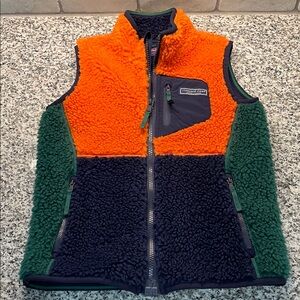 Vineyard Vines Orange and Green Fleece Vest